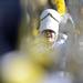 Michigan Marching Band drum major Jeffrey McMahon performs during his last game at Michigan Stadium on Saturday against Iowa. Melanie Maxwell I AnnArbor.com